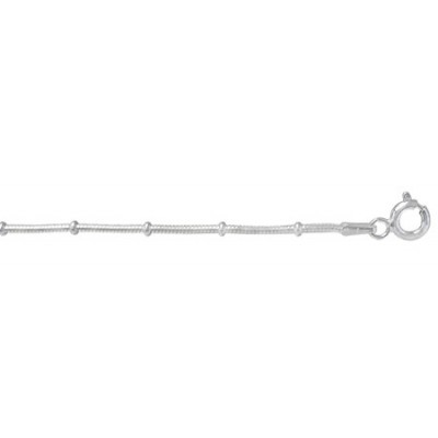1mm Snake Chain with Ball Beads - 16" - 18" Length, Sterling Silver